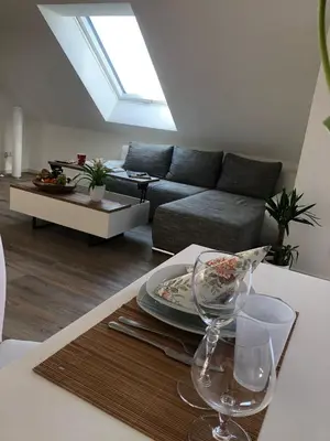 Ein Sitzbereich in der Unterkunft Moderne Neubauwohnung