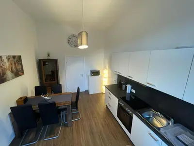 Küche/Küchenzeile in der Unterkunft Charmante Wohnung am Neckar