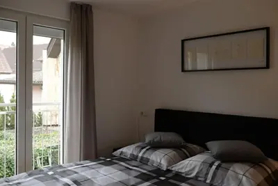 Ein Bett oder Betten in einem Zimmer der Unterkunft Wohnung Nr. 2 - 2,5 Zimmer Obergeschoss Wohnung