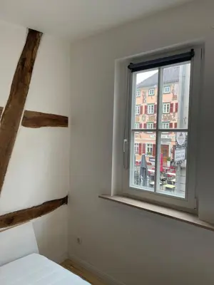 Ein Bett oder Betten in einem Zimmer der Unterkunft GetAway in Eberbach im Odenwald nahe Heidelberg