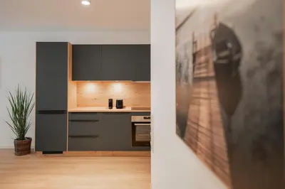 Küche/Küchenzeile in der Unterkunft SCHÖNTALHAUS City Apartments