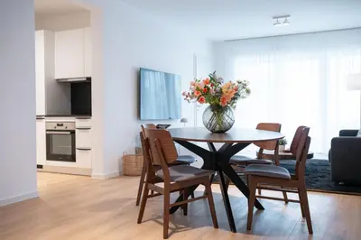 Küche/Küchenzeile in der Unterkunft SCHÖNTALHAUS City Apartments mit Balkon