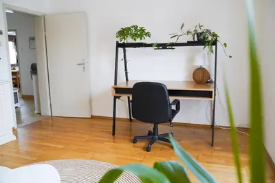 Grundriss der Unterkunft Ferienwohnung Grünoase mit Sonnenbalkon