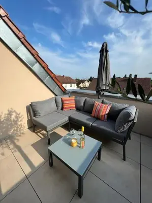 Ein Sitzbereich in der Unterkunft Vyne Apartments - Dachterrasse - Grill - Parkplatz