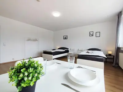 Ein Sitzbereich in der Unterkunft ERB01 - 2-Zimmer-Apartment mit Balkon in Bad König