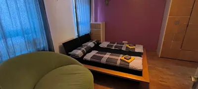 Ein Bett oder Betten in einem Zimmer der Unterkunft Familienparadies in Pforzheim am Schwarzwald