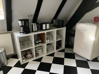 Küche/Küchenzeile in der Unterkunft Ferienwohnung im 'Schmoller - Hof'