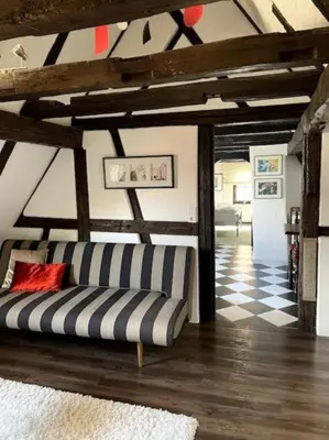 Ein Sitzbereich in der Unterkunft Ferienwohnung im 'Schmoller - Hof'
