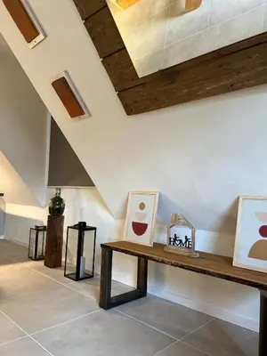 Ein Sitzbereich in der Unterkunft 2-Zimmer-Apartment mit Küche und Bad im Landhaus in Ortsrandlage