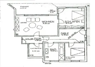 Grundriss der Unterkunft Ferienwohnung Knobloch