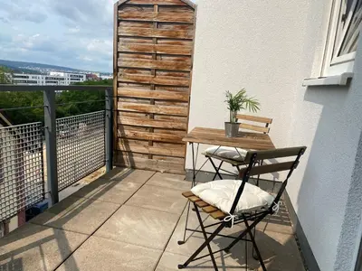 Ein Balkon oder eine Terrasse in der Unterkunft Hübsche Wohnung mit Balkon für 1-2 Personen - Einzelbetten