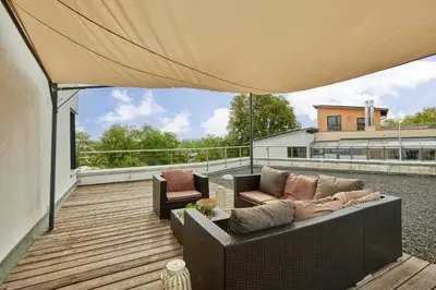 Ein Balkon oder eine Terrasse in der Unterkunft Exklusive Villa-Eggert mit Kamin & Terasse für 6 Personen im Bretten