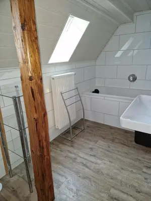 Ein Badezimmer in der Unterkunft Ferienwohnung Blumenshein bei Speyer Karlsruhe Familienfreundlich 5 Pers