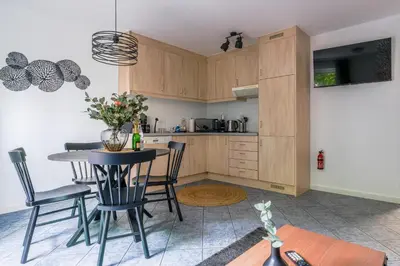 Küche/Küchenzeile in der Unterkunft Pfälzer Weinperle mit Terrasse