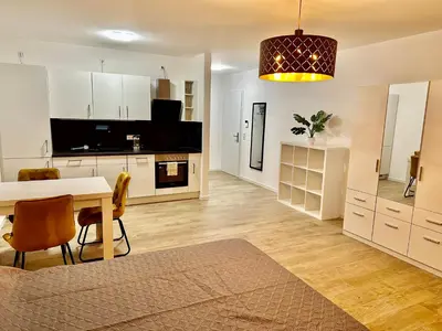 Küche/Küchenzeile in der Unterkunft Moderne 1-Zi Stadtwohnung