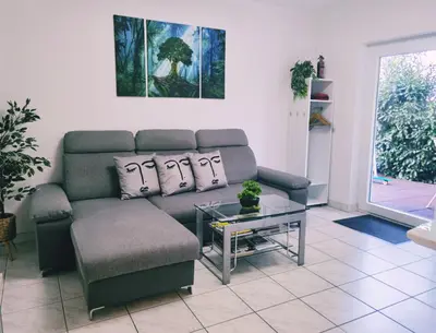 Ein Sitzbereich in der Unterkunft Wohlfühloase
