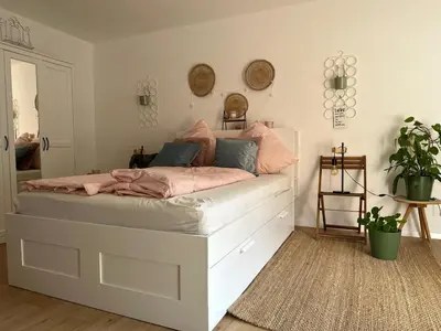 Ein Bett oder Betten in einem Zimmer der Unterkunft Olaf und Hildegard