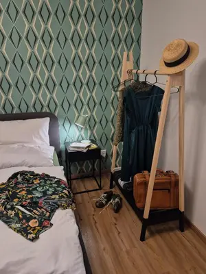 Ein Bett oder Betten in einem Zimmer der Unterkunft Riesenbude