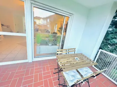 Ein Balkon oder eine Terrasse in der Unterkunft Homely - modern - für 4 - Boxspringbetten - Internet