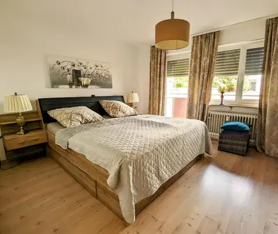 Ein Bett oder Betten in einem Zimmer der Unterkunft Rastatt Retreat: Zentral und Gemütlich
