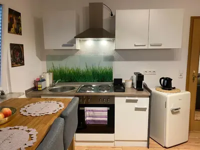 Küche/Küchenzeile in der Unterkunft Kleines Apartment mit begehbarer Dusche im Schlafzimmer
