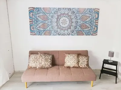 Ein Sitzbereich in der Unterkunft Kleine Ferienwohnung mit Terrasse am Waldrand