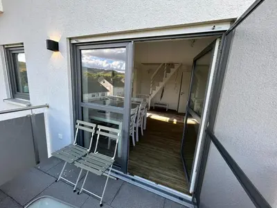 Ein Balkon oder eine Terrasse in der Unterkunft 3 Zimmer Neubauwohnung in der schwäbischen Toskana