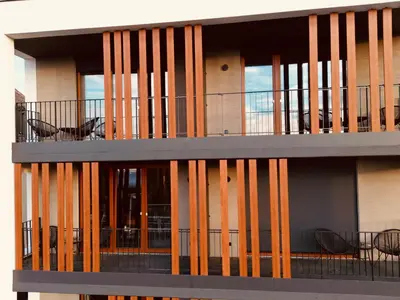 Ein Balkon oder eine Terrasse in der Unterkunft Stadthaus Neckarsulm serviced apartments – Stadthaus Heiner