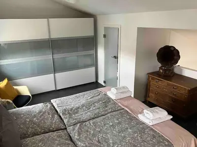 Ein Bett oder Betten in einem Zimmer der Unterkunft Traumwohnung mit großer Dachterasse