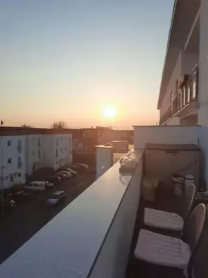 Ein Balkon oder eine Terrasse in der Unterkunft Traumwohnung mit großer Dachterasse