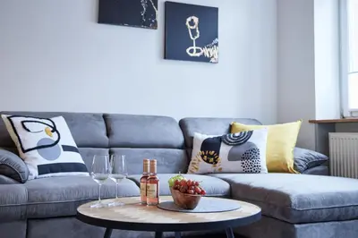 Ein Sitzbereich in der Unterkunft UPPER ROOM Altstadt-Apartment im Herzen der Pfalz