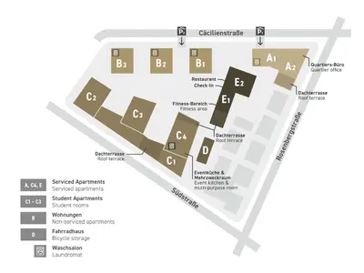 Grundriss der Unterkunft Rosenberg Quartier