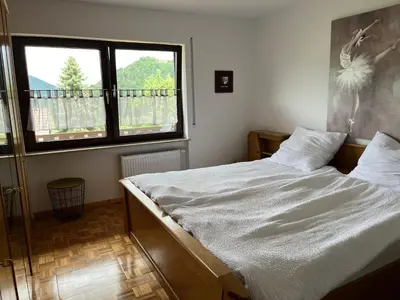 Ein Bett oder Betten in einem Zimmer der Unterkunft Weitblick 1