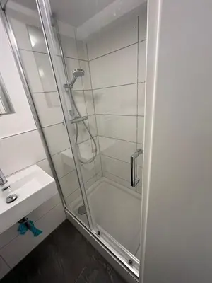Ein Badezimmer in der Unterkunft Sahra 1Zi. Wohnung Arheiligen