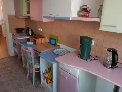 Küche/Küchenzeile in der Unterkunft Ferienwohnung Antjes Odenwaldzauber