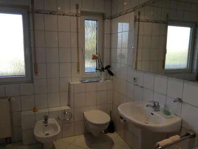 Ein Badezimmer in der Unterkunft Ferienwohnungen Eichenhof