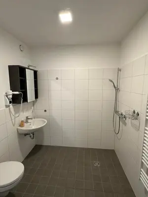 Ein Badezimmer in der Unterkunft Barrierefreie Ferienwohnungen in der Nähe der Golf- und Freizeitanlage