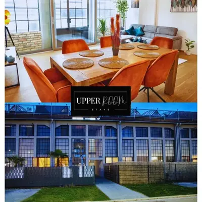Neu! UPPER ROOM Industrial Loft Domizil mit Dachterrasse & Ausblick