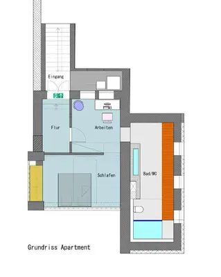 Grundriss der Unterkunft 1-Zimmer-Wohnung im Loft