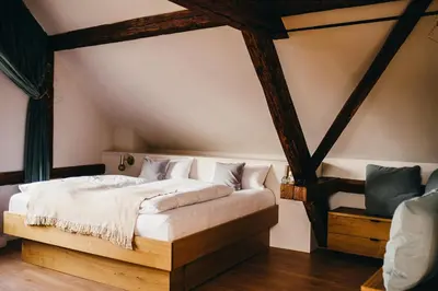 Ein Bett oder Betten in einem Zimmer der Unterkunft GUT & GASTLICH Stallmann-Hiestand