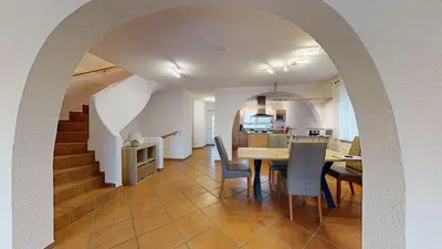 Ein Sitzbereich in der Unterkunft Ferienhaus Hoffmann am Rheinbogen