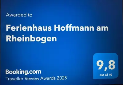 Ein Zertifikat, Auszeichnung, Logo oder anderes Dokument, das in der Unterkunft Ferienhaus Hoffmann am Rheinbogen ausgestellt ist