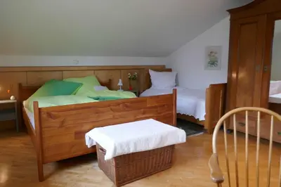 Ein Bett oder Betten in einem Zimmer der Unterkunft Odenwaldblick Michelstadt