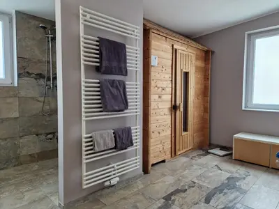 Grundriss der Unterkunft Wohnung mit Sauna, Garten & Schwimmteich