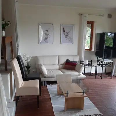 Ein Sitzbereich in der Unterkunft Ferienwohnung Zentrumsnah in Heppenheim