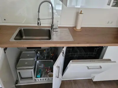 Küche/Küchenzeile in der Unterkunft Wohnung unterm Burghalder - Direkt am Waldrand