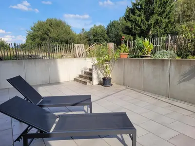 Ein Balkon oder eine Terrasse in der Unterkunft Wohnung unterm Burghalder - Direkt am Waldrand