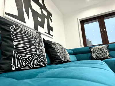 Ein Sitzbereich in der Unterkunft Big-Barockstadtapartment Rastatt