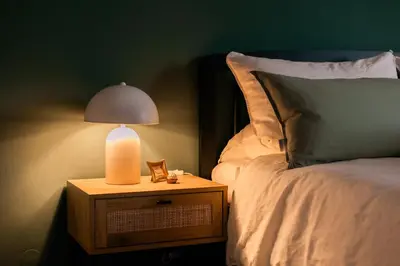 Ein Bett oder Betten in einem Zimmer der Unterkunft Idyllische Ferienwohnung im Kraichgau