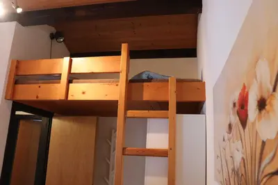 Ein Etagenbett oder Etagenbetten in einem Zimmer der Unterkunft Ferienhaus Robinson Romantikpfad 161